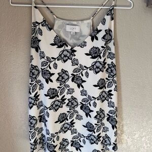 LOFT Monochrome Floral Sleeveless Blouse